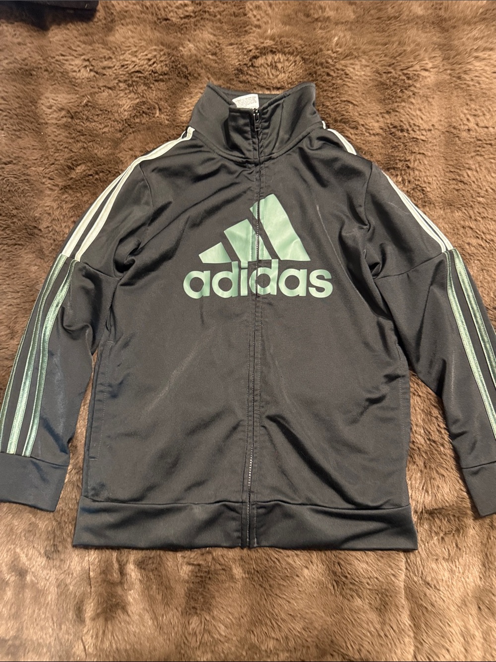 adidas Black Track Jacket with Mint Green Logo